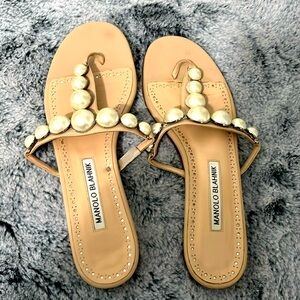 Manolo blahnik pearl sandals